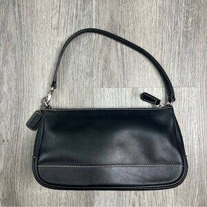 Vintage Coach Hamptons Y2K Black Leather Mini Demi Bag 7785 Contrast Stitch